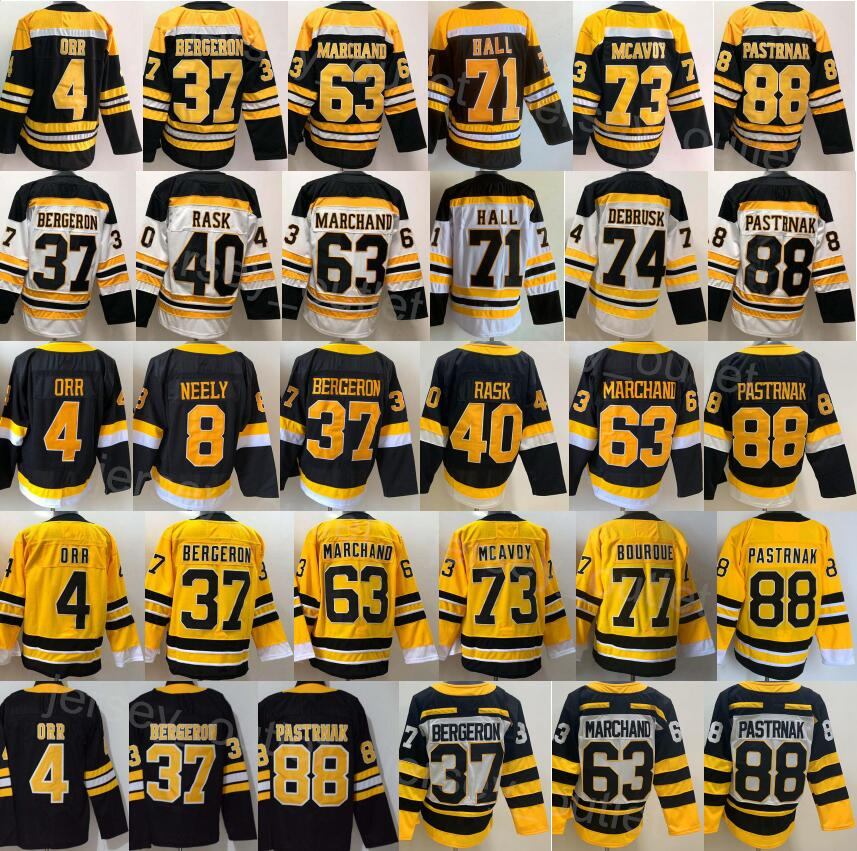 Reverse Retro Hockey 37 Patrice Bergeron Jersey 63 Brad Marchand 88 David Pastrnak 73 Charlie McAvoy 40 Tuukka Rask 74 Jake DeBrusk 71 Taylor Hall 4