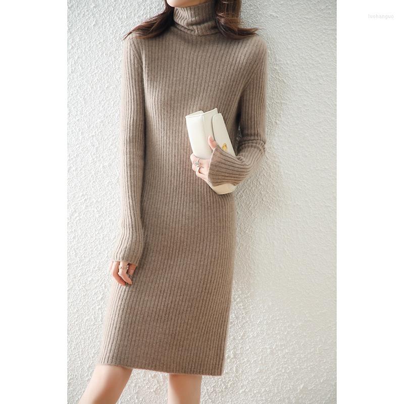 

Women' Sweaters 2022 Autumn And Winter High Collar Sexy Long Dress Soft Feminine Pure Wool Sweater Female Turtleneck Knitted Pullovers, Black