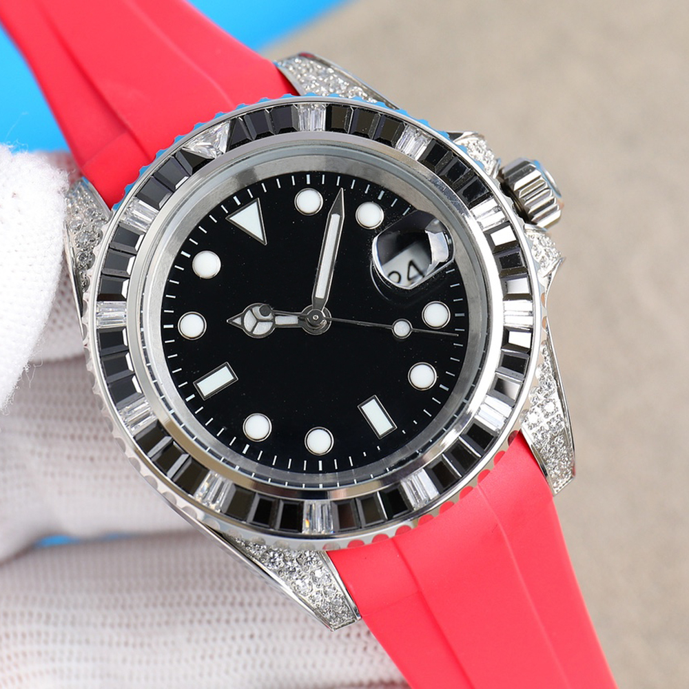 

Top Diamond Watch Mens Watches Automatic Mechanical Movement Rubber Strap Luminous Designer WristWatches Waterproof, Color 4