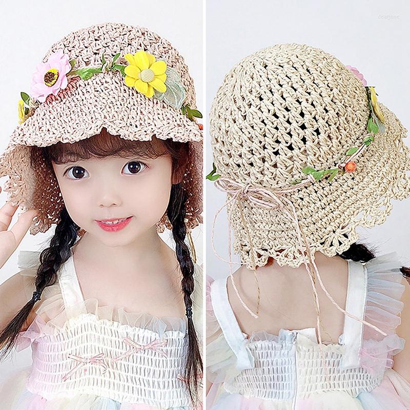 

Hats Children Straw Hat Summer Kids Girl Cute Floral Sun Bucket Gorros, Ht11339pk
