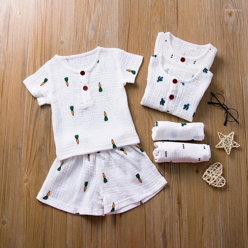 

Clothing Sets 2022 Baby Summer Infant Kids 1-5T Girls Boys Cotton Linen 2Pcs Carrot Print Outfits Short Sleeve Tops Shirt Shorts