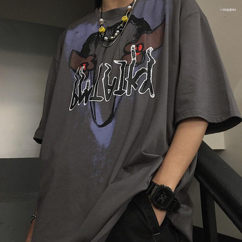 

Men' T Shirts Men' Korean Summer Shirt Men Harajuku Hip Hop Graffiti Letter Print Short Sleeve Loose Casual Oversized T-shirt
