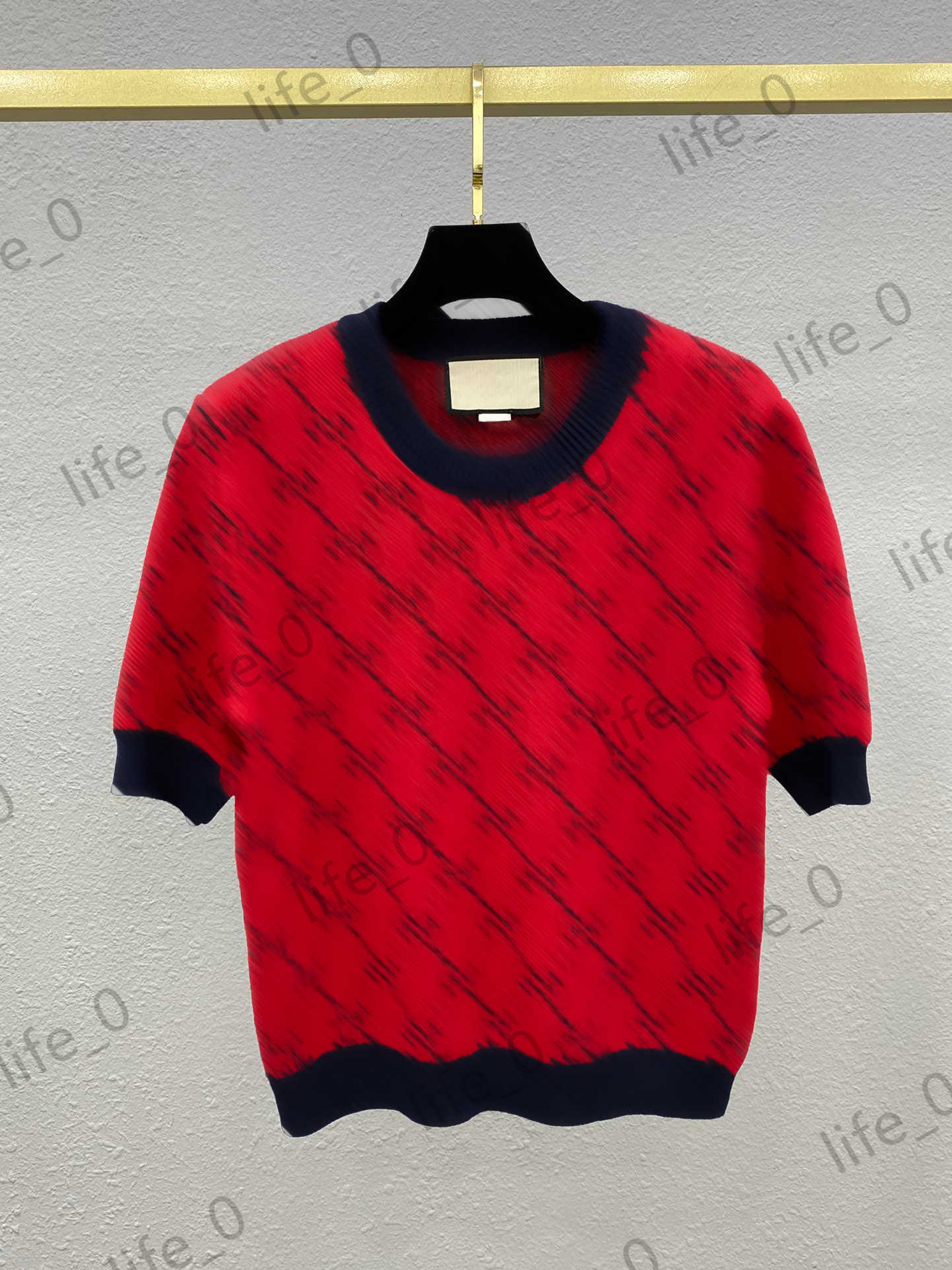 

Brand Fashion Womens Sweaters Round Neck Printed Pullover Tops Short Sleeves Classic Color Contrast Knitwears Warm Designer Cardigan 1970, 14