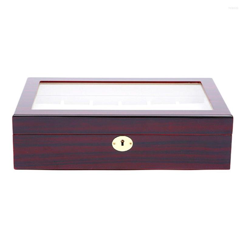 

Watch Boxes 2022 2/3/5/6/10/12 Slots Box Storage With Red Black Wooden Glass Case Bracelet Display Casket Watches Holder