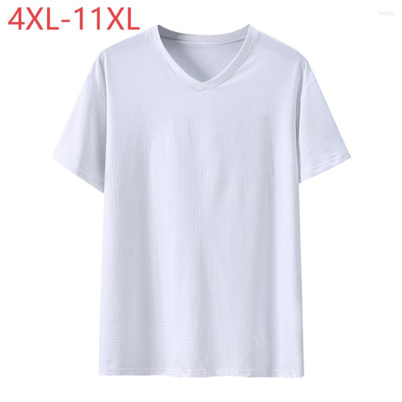

Men's T Shirts Summer Stretch Cool Breathable Shirt Plus Large Size 11XL Tshirt Men Simple Solid V Neck Tops Clothing Oversized Tee, Shizi black
