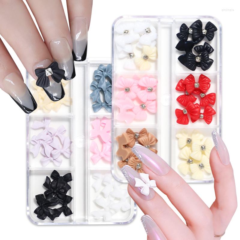

Nail Art Decorations 30pcs Bow Resin Decoration Black White Butterfly Long Ribbon Bowknot Ornament 3D Charms Kawaii DIY Accessories