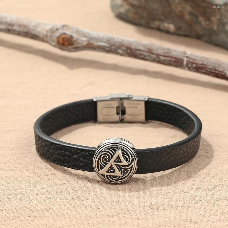 

Bangle Nedar Vintage Viking Rune Leather Bracelets For Men Punk Retro Handmade Charm Wristband Women Jewelry Accessories Gifts