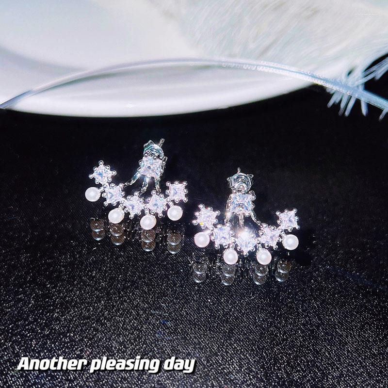 

Stud Earrings KOFSAC Elegant 925 Silver Jewelry Zircon Pearl Crystal Sector Geometry For Women Statement Ear Fashion Party