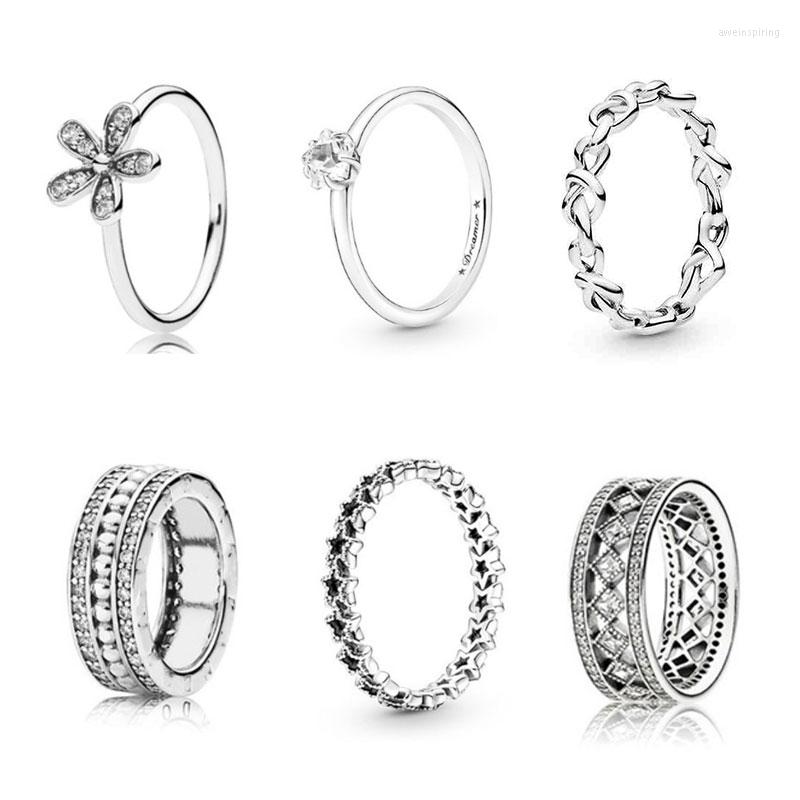 

Cluster Rings LR Retro Style S925 Sterling Silver Zircon Ring Flower Fashion Couple Women Charm Jewelry Send Girlfriend Gift Party 2022