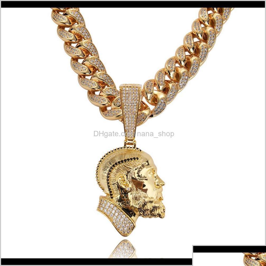 

Pendant Necklaces Rdotidotp Nipsey Hussle Cuban Necklace With Tennis Chain Iced Out Bling Cubic Zirconia Sh Bdehome Ot04O