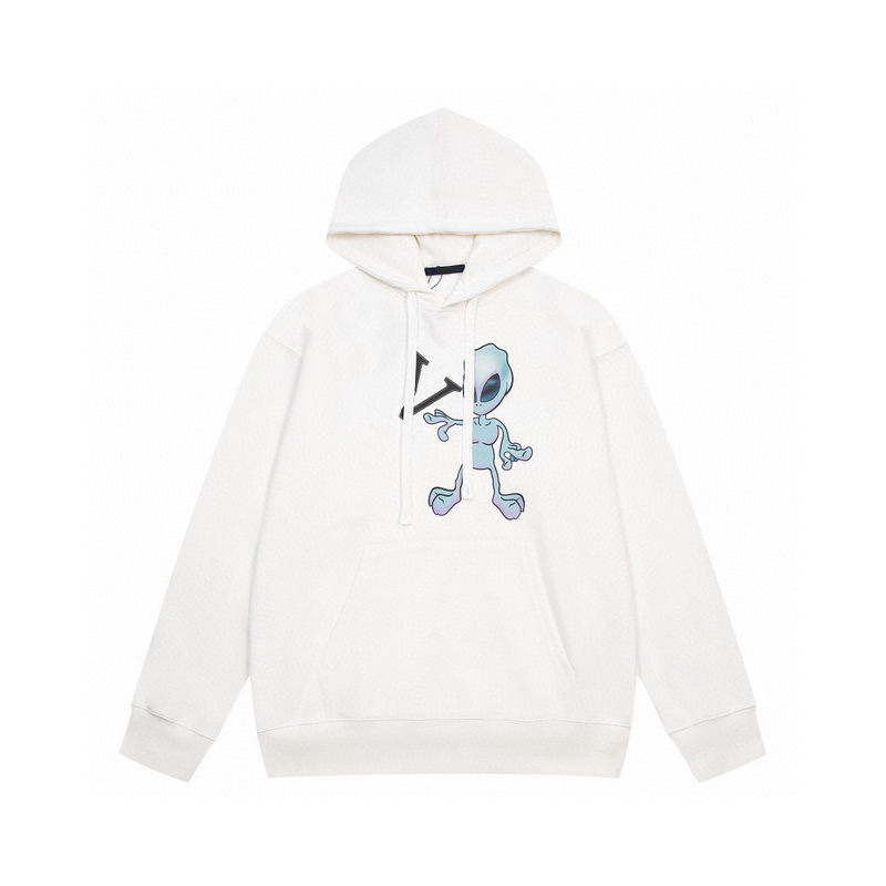 

22FW Europe Paris Alien Print Hoodie Fashion Autumn Winter Skateboard Hooded Sweatshirt, White
