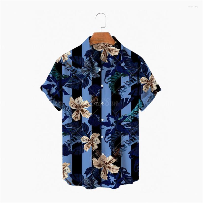 

Men' Casual Shirts Plant Flower Print Patchwork Fashion Hawaiian Men' Shirt Cool Lapel Short Sleeve Street Style Beach Summer 2022, Zl-2207