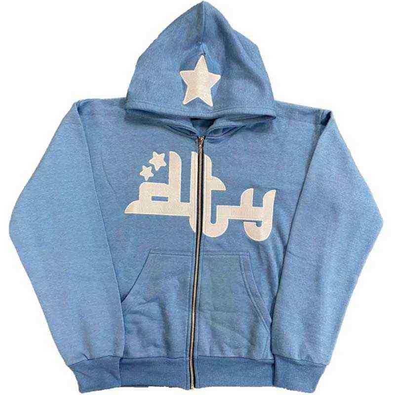 

Rhinestone Gothic Punk Star Long Sleeve Zip Hoodie Harajuku Hip Hop streetwear Grunge Fashion Punk Sports Jacket Y2k Jacket Men, Zon