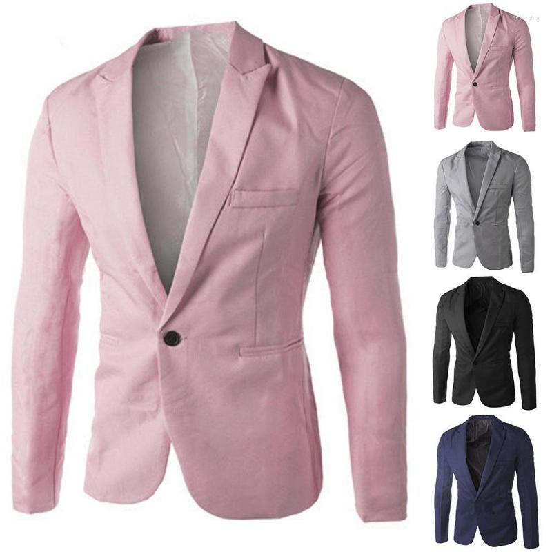 

Men's Suits Men Suit Korean Style Male Slim Casual Coat Solid Color Long Sleeve Lapel One Button Pocket Blazer Slim-Fit, Black