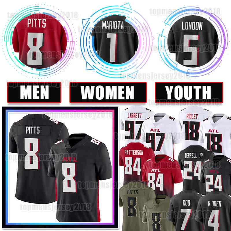 

Kyle Pitts Football Jersey 21 Deion Sanders Jones Ridley Marcus Mariota Grady Jarrett A.J. Terrell Jr Drake London Atlantas Falcon Cordarrelle Patterson Michael Vick, Men jersey(liey)