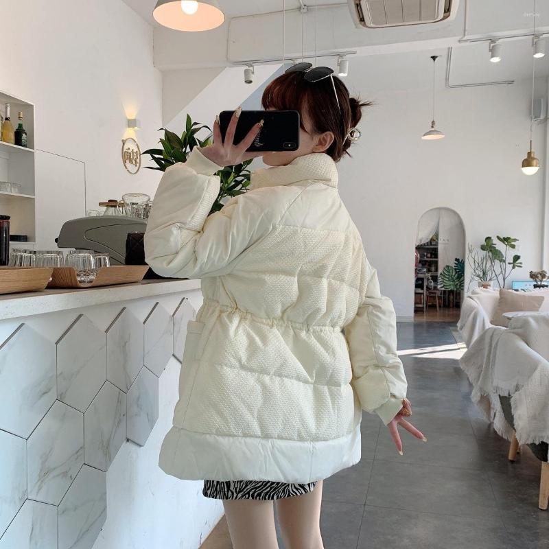 

Women' Trench Coats 2022 Winter Korean Version Small Fragrance Down Jacket Women' Medium And Long Stand Collar Waist Closing Fashion, Black