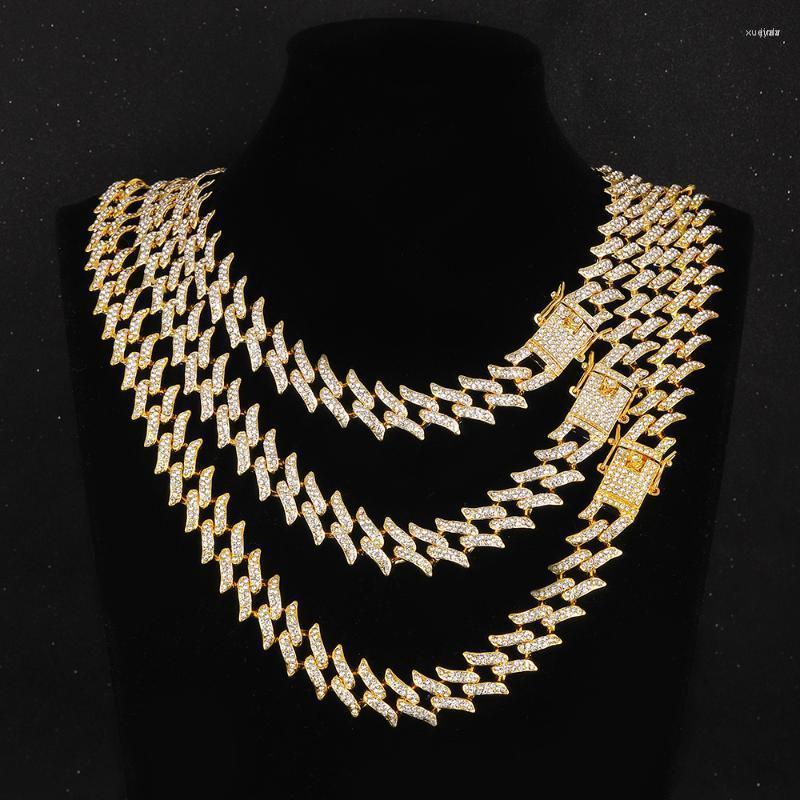 

Chains Men Hip Hop Chain Necklace 15mm Thorn Shape Iced Out Bling Male Fashion HipHop Jewelry For Boys Student GiftsChainsChains