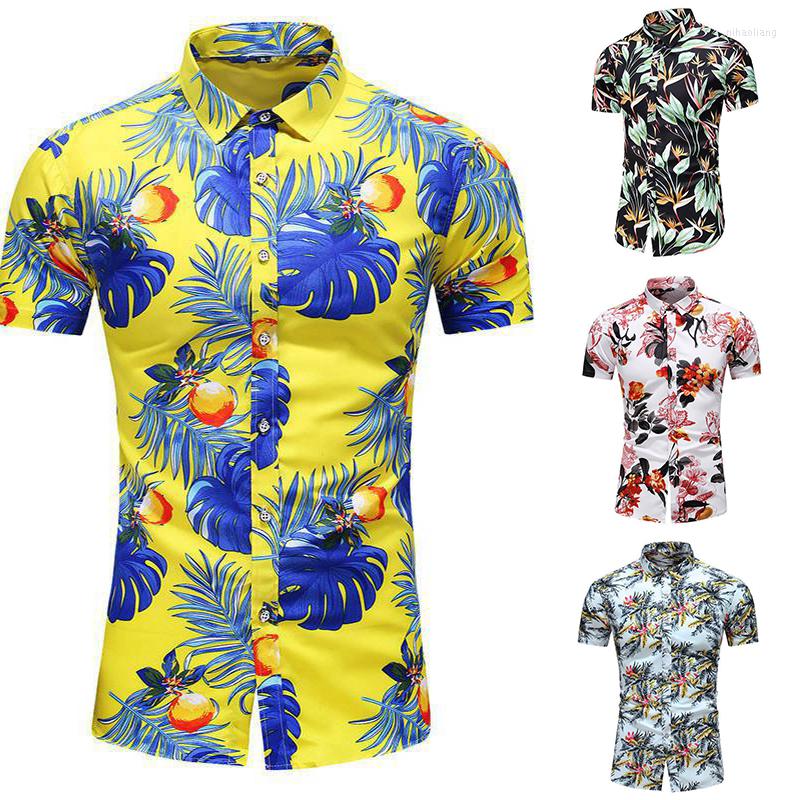 

Men's Polos Summer Beach Floral Top T Shirt Palm Tree Mens Short Sleeve, 9015white