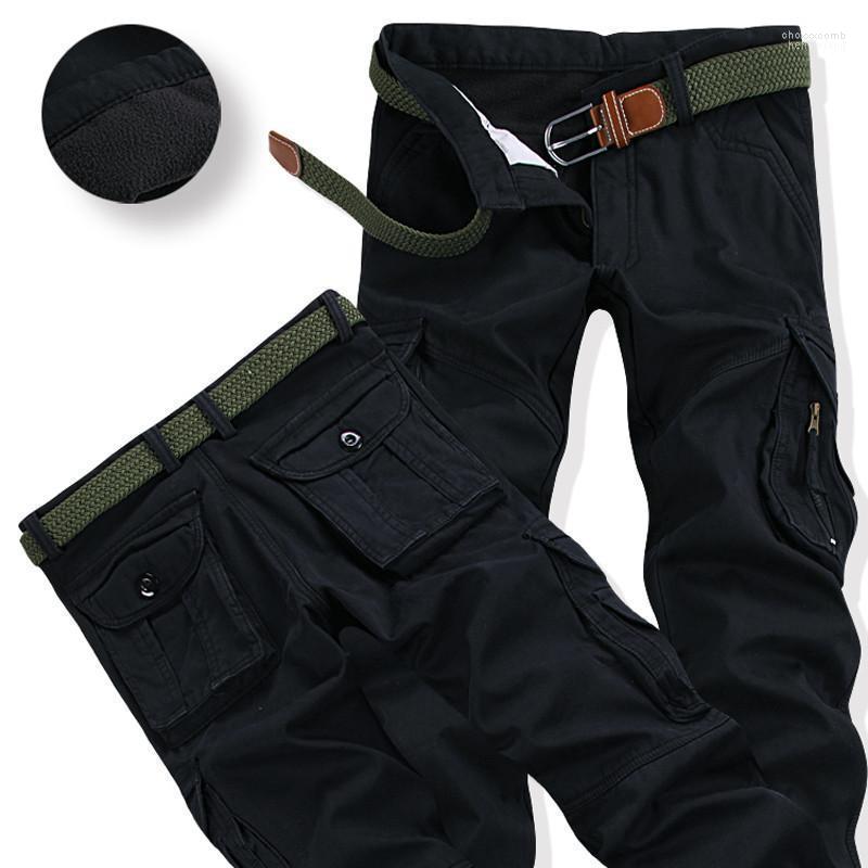 

Men's Pants 2022Mens Winter Thick Warm Cargo Casual Fleece Pockets Fur Trouser Plus Size Fashion Loose Baggy Worker Male Men's, 016 black(no belt)