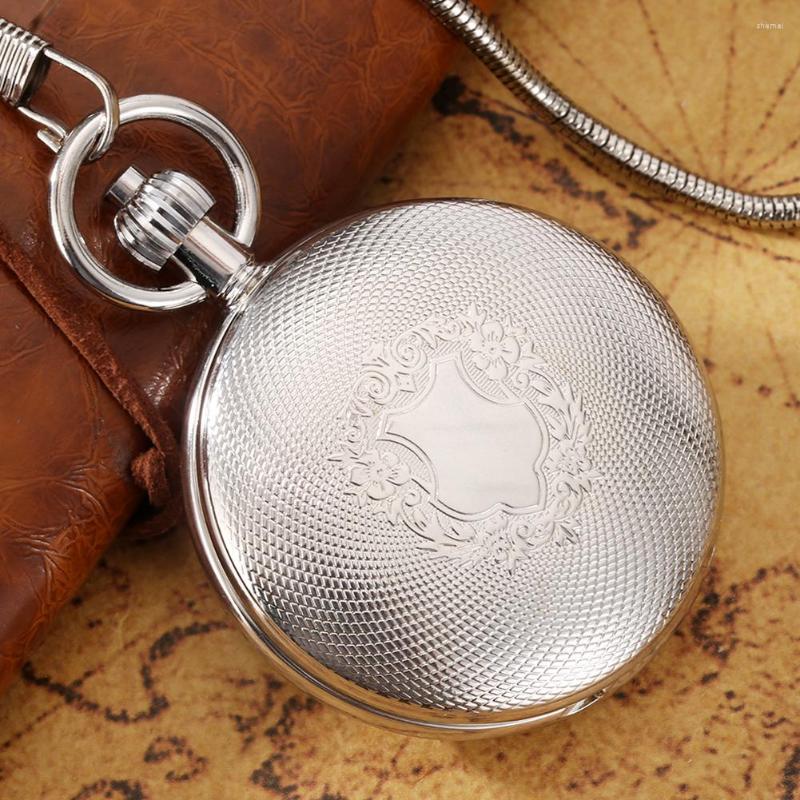 

Pocket Watches Silver High Quality Copper Shell Fine Shield Style Automatic Mechanical Watch Men's Numerals Dial Women Durable Pendant
