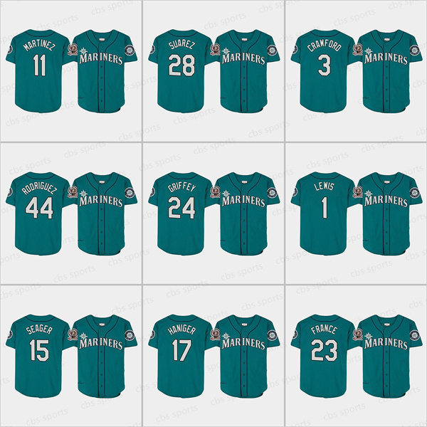 

1995 Ken Griffey Jr. Cooperstown Collection Seattle-Mariners Jersey Mitch Haniger Ty France Julio-Rodriguez Edgar Martinez Kyle Seager Kyle Lewis Eugenio Suarez, Select 15