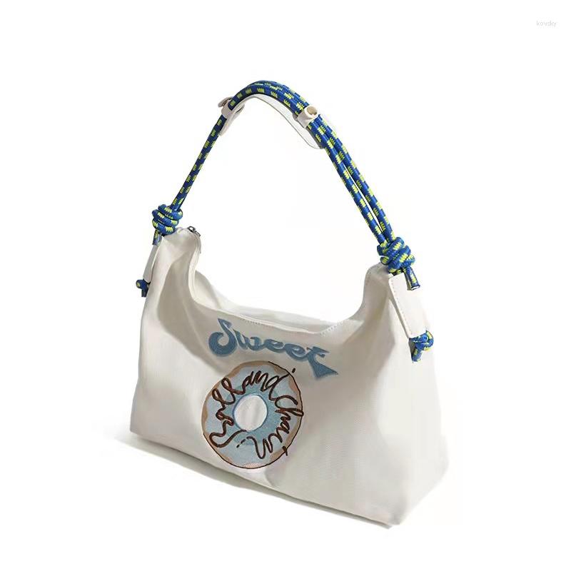 

Evening Bags Embroidery Print Color Nylon Tote Big Bag Women Hobo Shopper Casual Simple Design Shoulder Girl Large Capacity Handbag