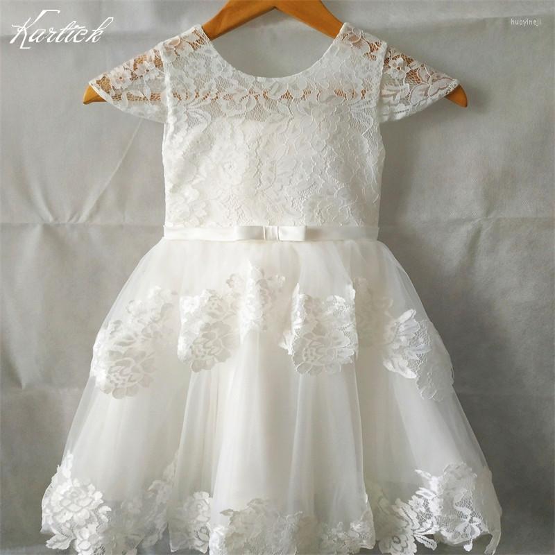 

Girl Dresses Style Flower With Cap Sleeve Little Girls Kids/Child Dress For Wedding Birthday Communion Party Pageant, White