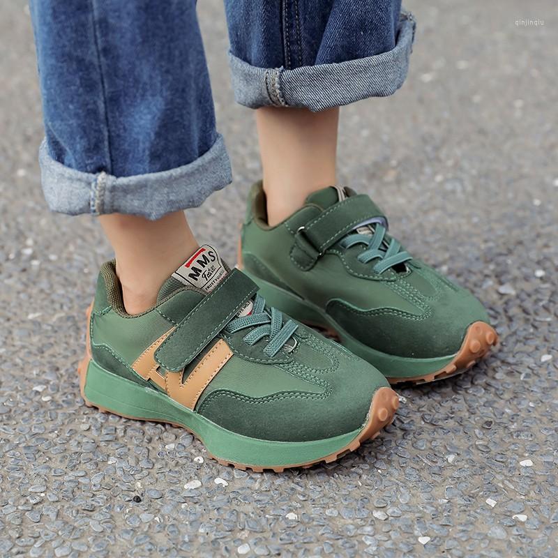 

Athletic Shoes Kids Sneakers Cow Muscle Sole Soft Fashion Platform Children Casual Sport Designer Leisure 26-36 Boys Girls Running Shoe, Brown