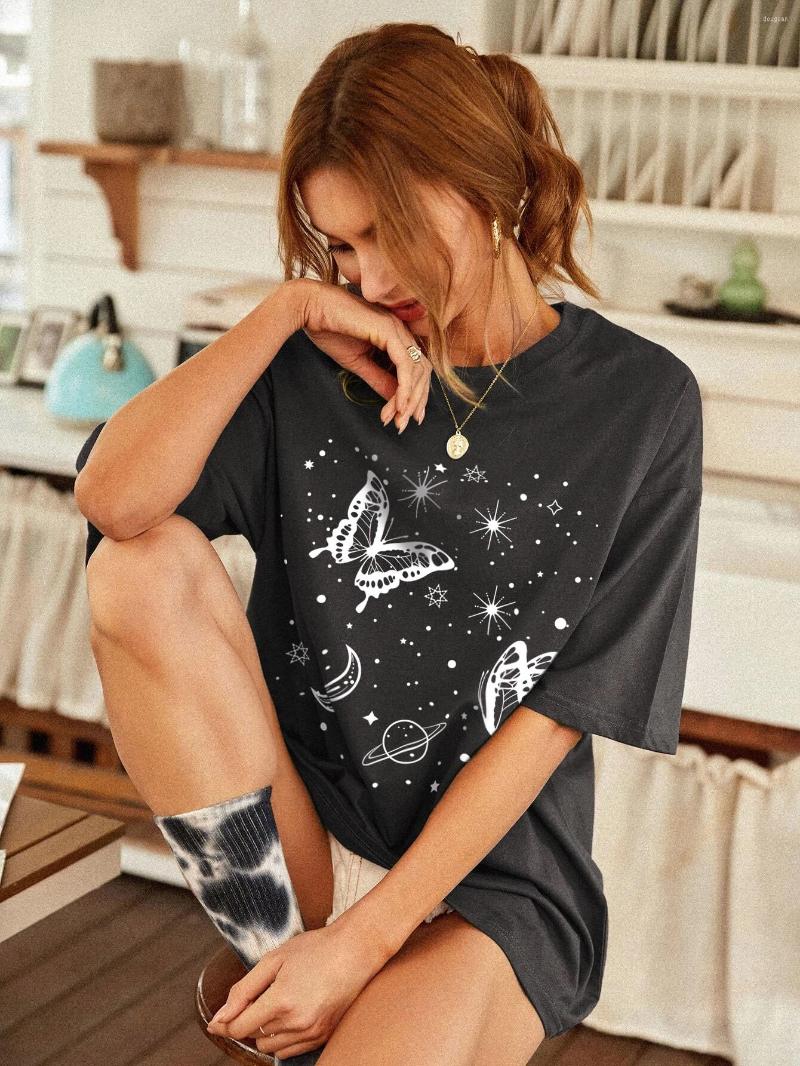 

Women' T Shirts Short Sleeve Casual Top Print Shirt Fashion Summer Women Butterfly Skull Funny 90s Female Tshirts Cartoon Graphic Tee, Pink