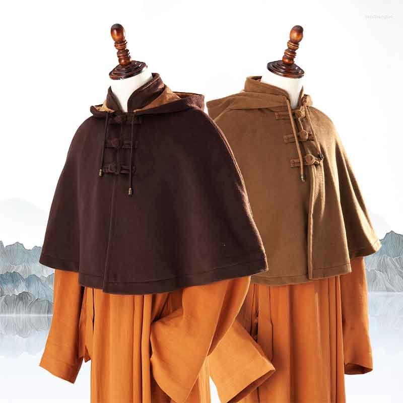 

Ethnic Clothing Autumn And Winter Wool Small Cloak Shawl Coat Meditation Versatile Ultra Short With Hat Thick