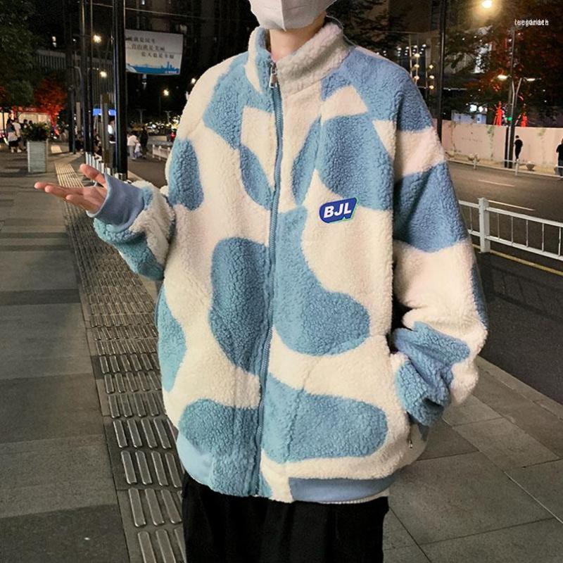 

Men's Jackets Men's Teddy Jacket Men Cashmere Winter Thick Warm Coat Long Sleeve Stand Collar Fashion Male Streetwear Korean 2022, Blue