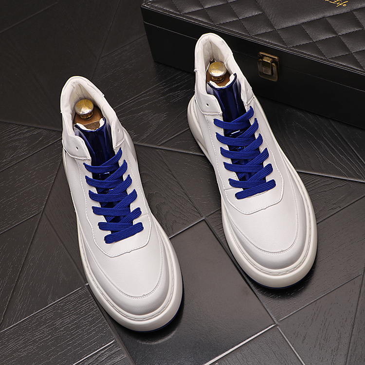 

Classics Style Dress Wedding Party Shoes Fashion Brand High-Top Sport Casual Sneakers Non-Slip Round Toe Thick Bottom Business Leisure Walking boots Y124, White blue