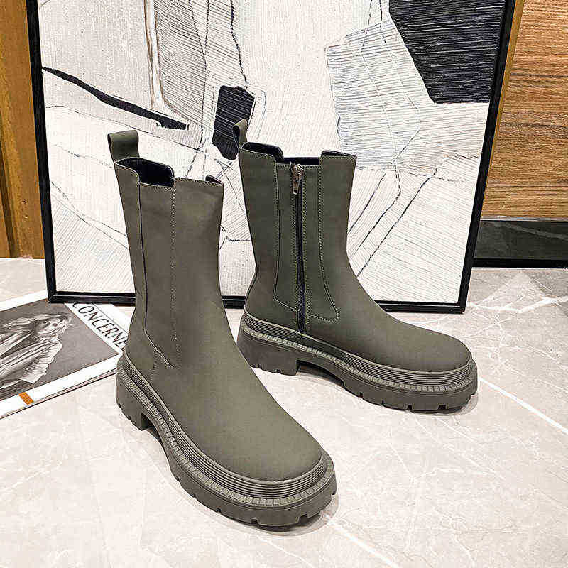

Designer Boots Woman Shoes Winter Summer for Women New Chimney Thick Soled Side Zipper Martin High Chelsea Short 220816, Black