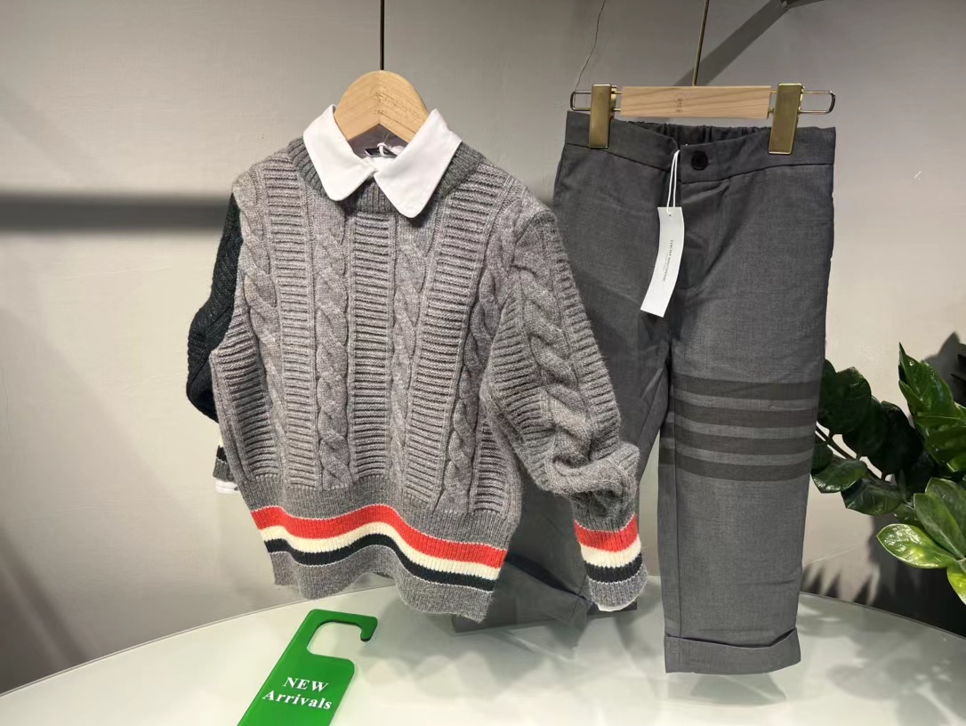 

autumn kid boy black clothing sets sweater and pants fashion designer baby girl grey shirts boutique clothes send with box