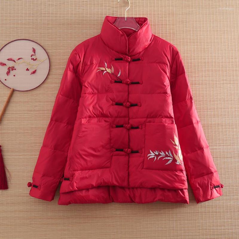 

Ethnic Clothing High-end Winter Women Down Coat Top Chinese Style Hand Painting Elegant Lady Jacket Warm Female S-XXL