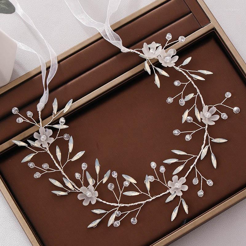 

Necklace Earrings Set FORSEVEN Korean Fashion Flower Leaf Beads Hair Bands Headbands Ribbon Drop Bride Noiva Wedding Party, Picture shown