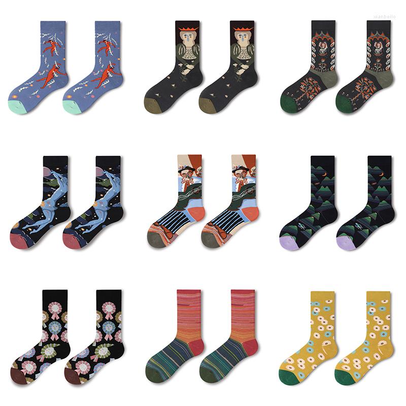 

Men's Socks Styles Cartoon Trend Mid Tube Cotton Casual Hip Hop Funny Street Happy Women/Men Harajuku Unisex, Picture color