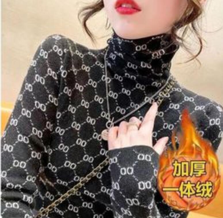 

Women's Sweaters for Designer Luxury Vintage supre Thickened Warmth Turtleneck Shirt Chic Basic Dress Tee Tops, 16
