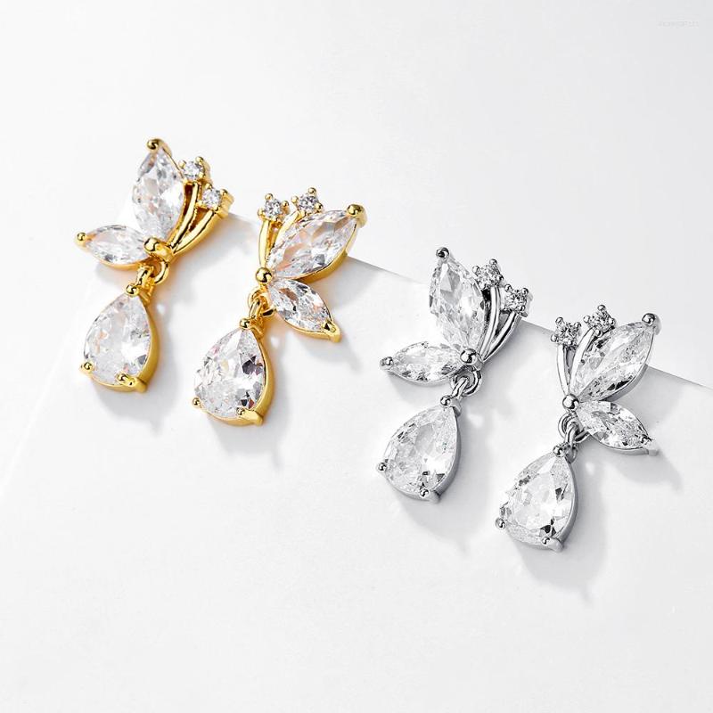 

Stud Earrings MASA 2022 Classic Silver Color Water Drop Crystal Zircon For Woman Wedding Engagement Female Jewelry