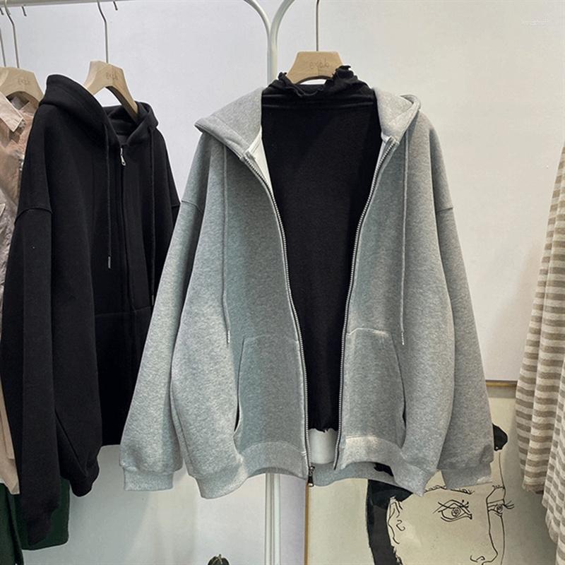 

Women's Hoodies Casual Simple Style Sweater Female Autumn Student Korean Oversize Sports All-Matching Long Sleeve Cardigan Top Coat, Black