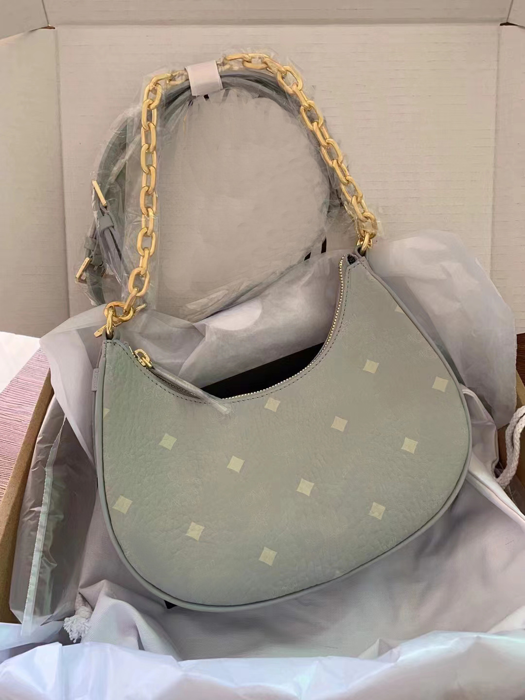 

Women's top dinner bag chain one shoulder bag moon slung two bags, Brown