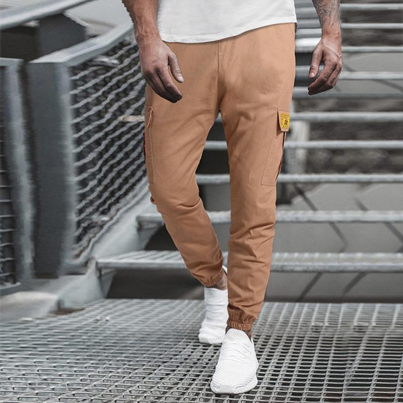

Men' Pants Men' Oversize Cargo Autumn&Winter Solid Color Casual Jogging Sweatpants Overalls With Lace-up Sports Trousers, Khaki