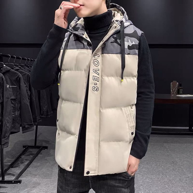 

Men's Vests Trend Hong Kong Style Gradients Thickened Waistcoat Men's Wear Autumn Winter Korean Student Cotton Vest Youth Boy Coat 220930, Khaki