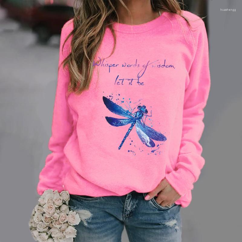 

Women's Hoodies Let It Be Dragonfly Print Long Sleeve Crew Neck Sweatshirt Women Fashion Clothes Tops Women's & Sweatshirts, Purple
