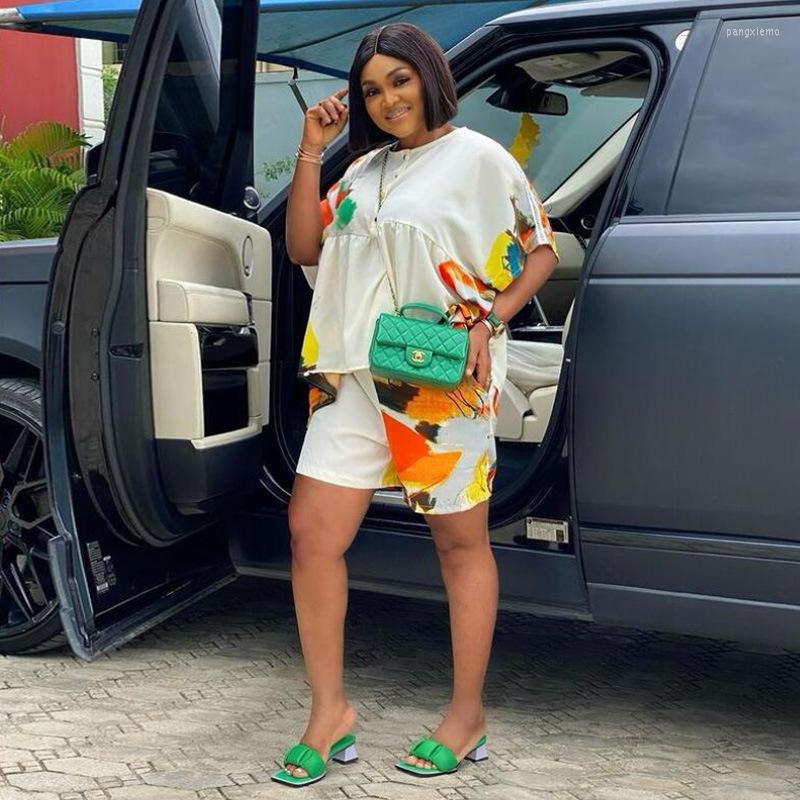 

Women' Tracksuits RMSFE 2022 Women' Short Sleeve Round Neck Printing Fashion Loose Casual Two Piece Set, Black