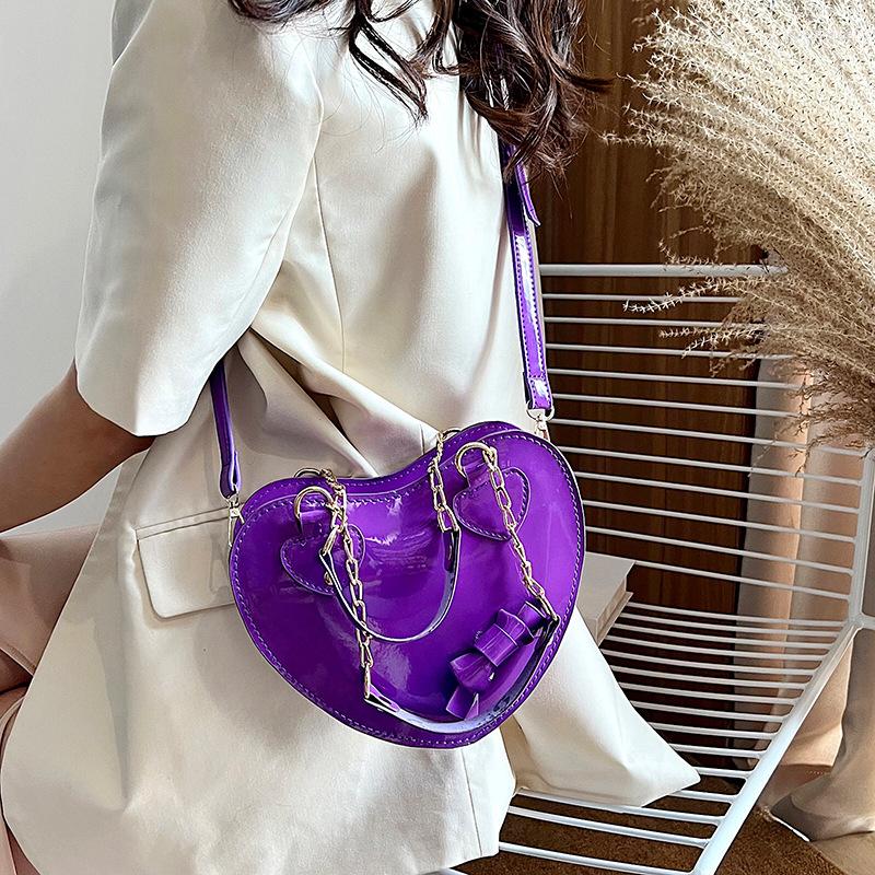 

Evening Bags Fashion Pu Leather Women Handbags Cute Ladies Heart Shaped Shoulder Bag Female Clutch Purse Love Messenger, Black