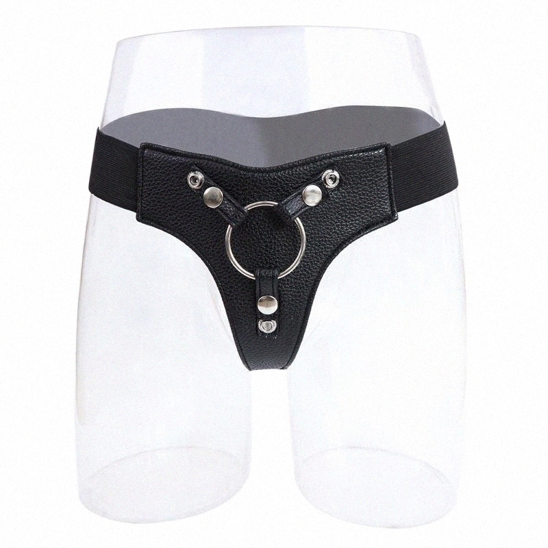

women's Panties Sexy Women Lesbian Leather Strapon Strap On Harness Knickers Black Shorts With Nylon Erotic Underwear LingerieWomen's D1AK#