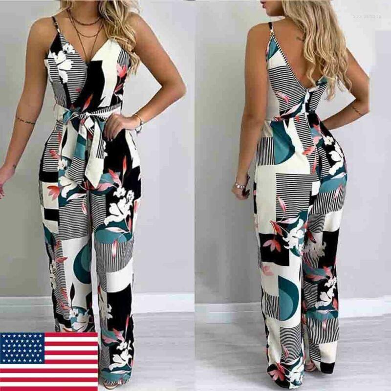 

Women' Swimwear Women Summer Stripe Plus Size Floral Print Playsuit Bodycon Jumpsuit V-neck Romper Trousers Clubwear Ladies Casual Party, Picture shown