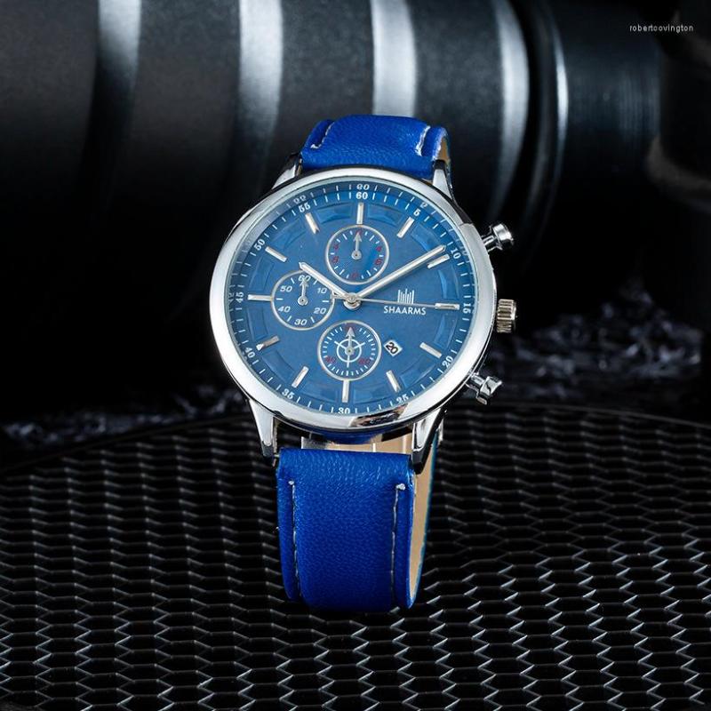 

Wristwatches Fake Three-eyed Wormhole Concept Design Business Men's Watch Fashionable Atmosphere Quartz Gifts Clock Wrist Watches, As picture show