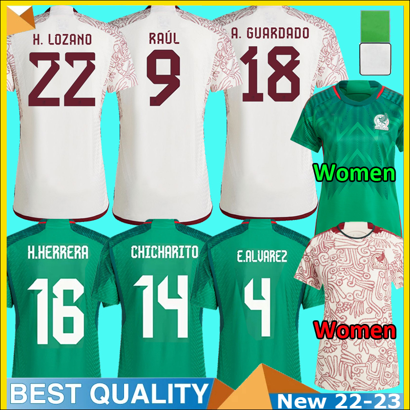 

2022 Mexico soccer jersey Fans Player World H.LOSANO GUARDADO CHICHARITO G DOS SANTOS 22 23 football shirt mexican jersey men kids sets uniforms top camiseta de futbol, Women home